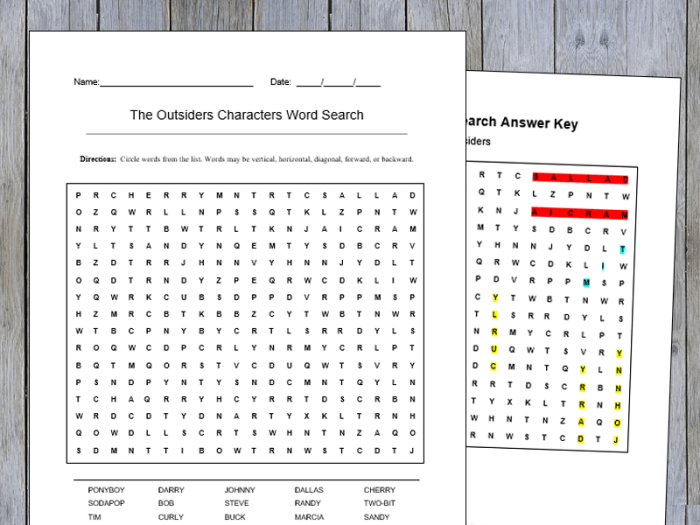 The outsiders word search 1 answer key